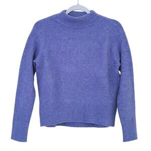 UNIQLO Womens Wool Mock Neck Sweater XXS Blue Quiet Luxury Soft Minimalist Cozy